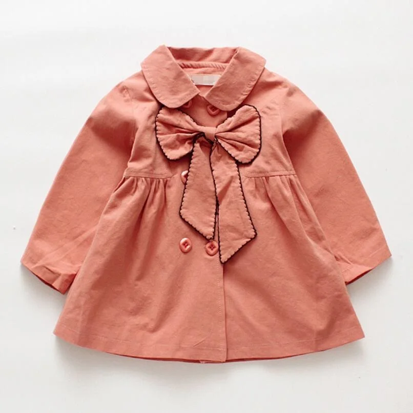 

2018 Fashion Baby Toddler Autumn Trench Coats For Girls Double-breasted Bow Kids Outerwear Coat Jacket Children Clothes JW6650