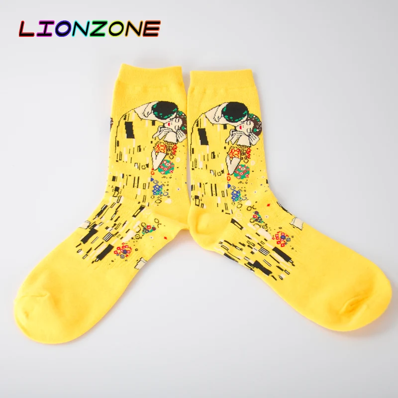 LIONZONE мужские художественные носки Новая Европейская мода стиль Харадзюку печать