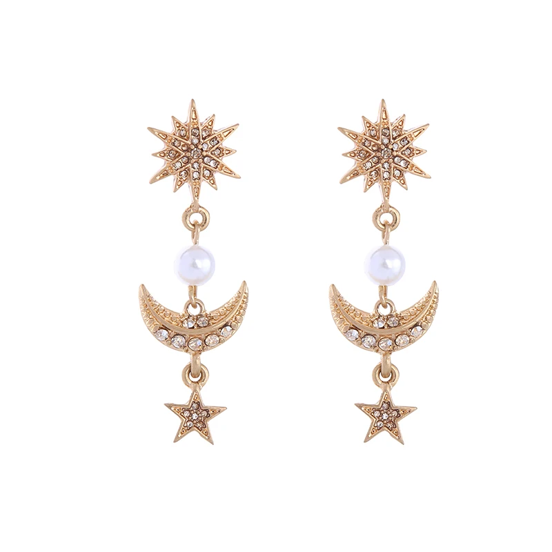 

Joolim Jewelry Wholesale/Delicate Pearl Moon Star Dangle Earring Drop Earring