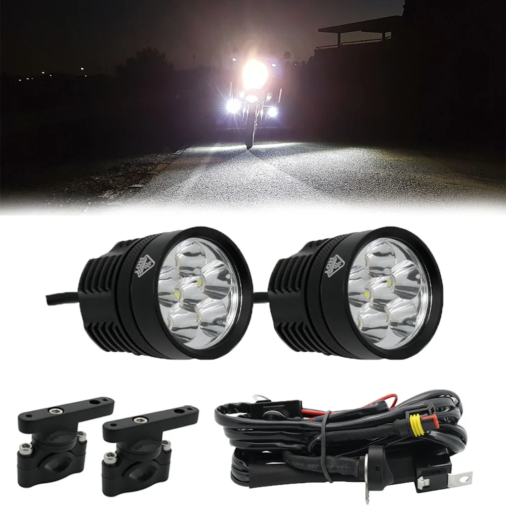 Motorcycles 2x LED Auxiliary Fog Light Assembly Driving Passing Lamp For BMW Suzuki Honda Yamaha Auxiliary Fog Lights (35)