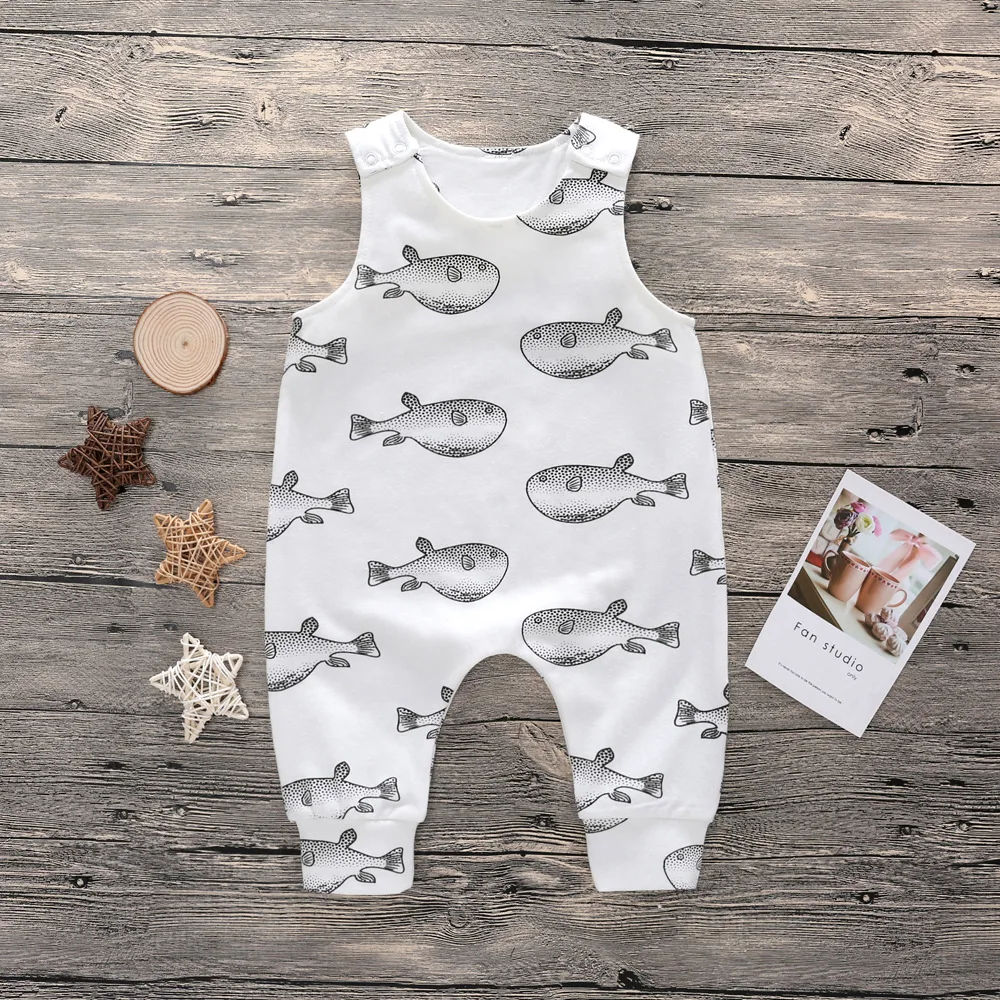 

Cute Newborn Infant Baby Boy Girl Clothing Sleeveless Animal Cartoon Dolphin Romper Summer Jumpsuit Outfit Clothes 0-24M
