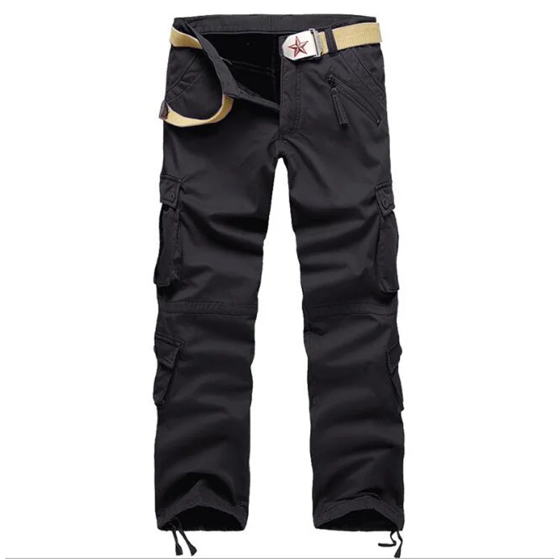 Мужские теплые зимние брюки-карго, повседневные мужские штаны с карманами, военный комбинезон, мужские уличные брюки, большие размеры