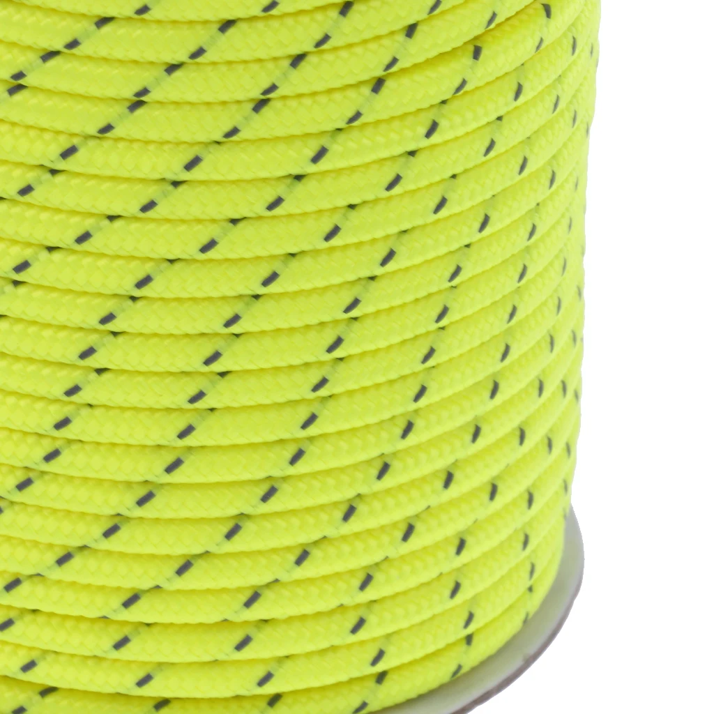 High Visibility 5mm 50m Fluorescent Reflective Guyline Tent Rope Nylon Cord Paracord for Outdoor Camping Hiking Tent 