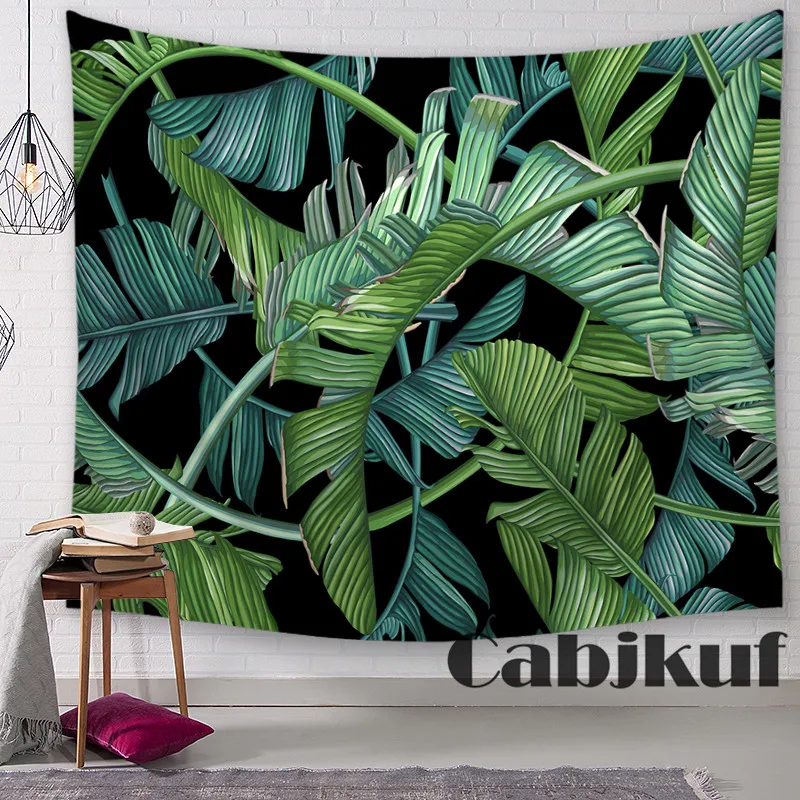 

BeddingOutlet Tropical Green Plant Tapestry Wall Hanging Cactus Hippie Tapestry Boho Hippy Bohemian Dorm Decor Bedspread