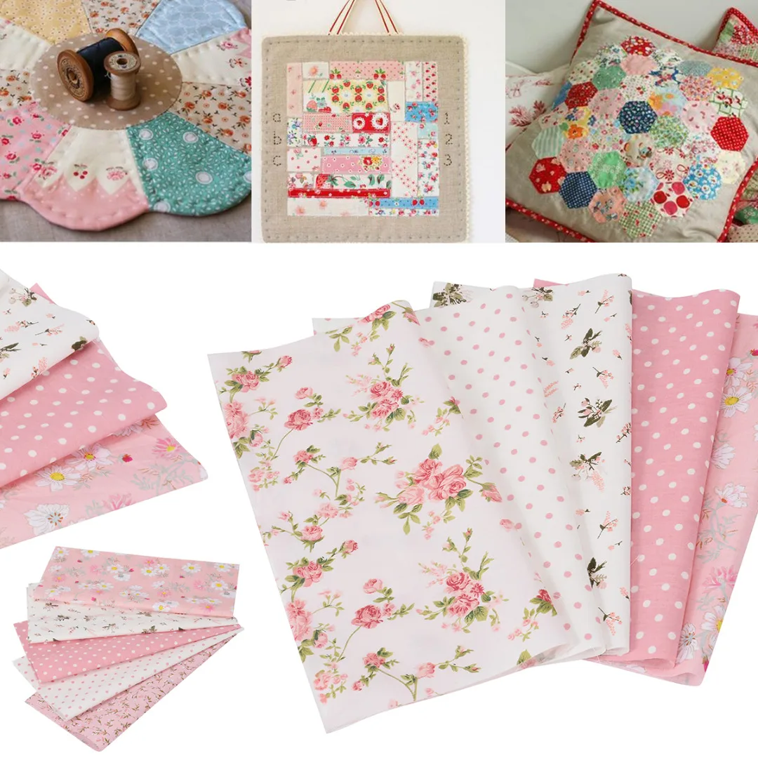 

5pcs Assorted 100% Soft Cotton Fabric Floral Pre-Cut Plain Quilt Doll Cloths Fabrics For DIY Patchwork Sewing Mayitr 25*25cm
