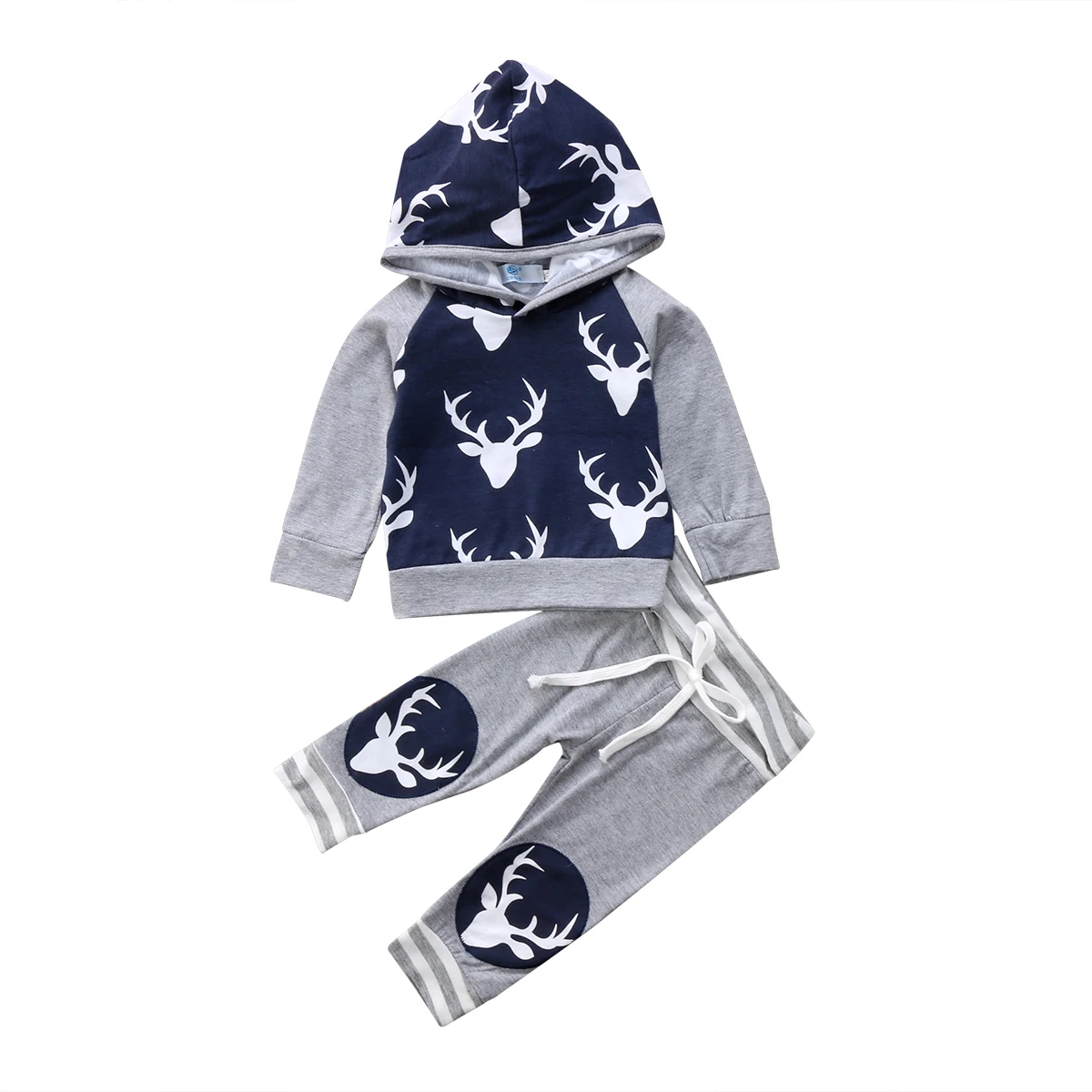 PUDCOCO Baby Christmas Hooded Top Pants 2pcs Casual Boys Deer Long Sleeve Tops Outfits Set Clothes New |