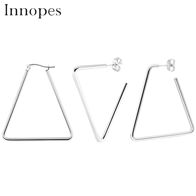 

Innopes 2019 trendy Korean Girl Cute stud earrings geometric Triangle quadrangle round Long Earrings Fashion Accessories