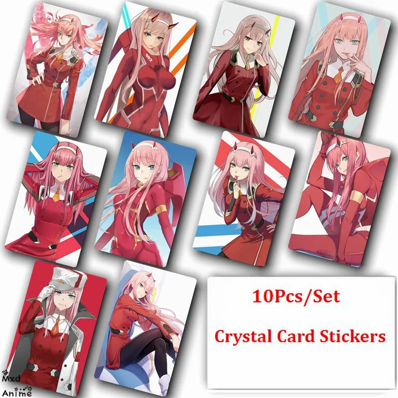 

10Pcs/Set Daring in the Franxx Zero Two Crystal Card Stickers Anime Poster Photo Cards