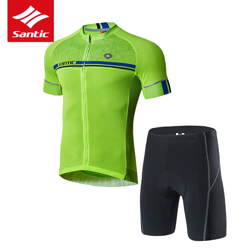 Santic, набор для велоспорта, для мужчин, Pro Team, Триатлон, велосипедный костюм, 4D, мягкий, MTB, шоссейный велосипед, Джерси, набор, одежда для велоспорта, Ropa Ciclismo - Цвет: green set