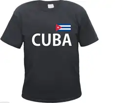 Кубинская Футболка-черный/белый с флагом-S до 3XL-Республика Куба Habana