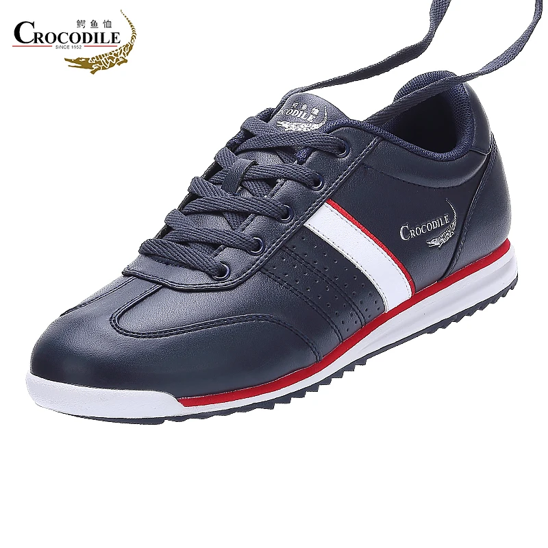 Ceny Crocodile męskie buty do biegania wodoodporne sportowe obuwie skórzane męskie buty do biegania sportowe tenisówki męskie off Black White