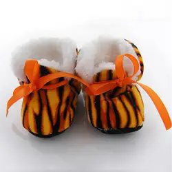 Модная Милая зимняя Толстая обувь с леопардовым принтом; обувь для малышей; домашняя обувь для малышей