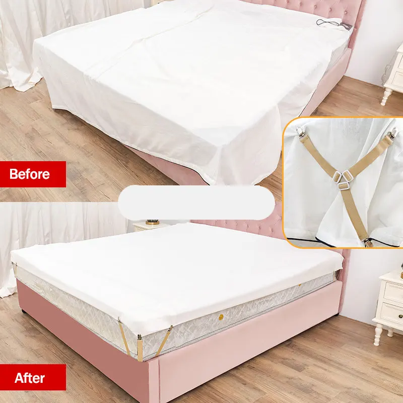

CAIIWE 4 PCS a Set colors Bed Sheet Clip Bed sheet Belt Fastener Mattress Elastic Non-slip Clip Blanket Gripper White Black