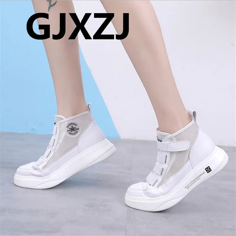 

Outdoor soft bottom summer new high to help increase net red casual wild thick bottom mesh breathable platform shoes