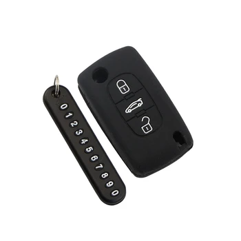 

Silicone Car Key Cover Case Key Chain with Phone Number Card for Peugeot 208 207 308 RCZ 408 407 307 206 for Citroen C4 C5 C3
