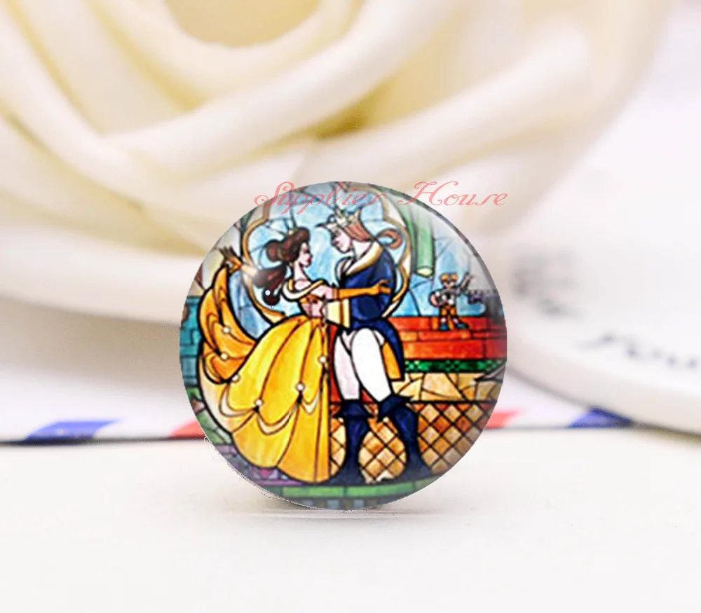 

Handmade Round Prince and princess photo glass Cabochons, Jewelry Finding Cameo Pendant Settings, (F008-199)