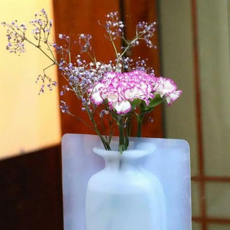 1 шт. силиконовые в форме цветка горшки стикеры ручной работы наружные вазы декоративные для дома аксессуары ваза для цветов офисные украшения