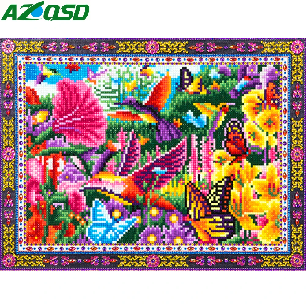

AZQSD Diamond Painting Bird&Flower Decoration Diamond Embroidery Sale Animal Wall Art With Lace Special Shaped Handicraft DIY