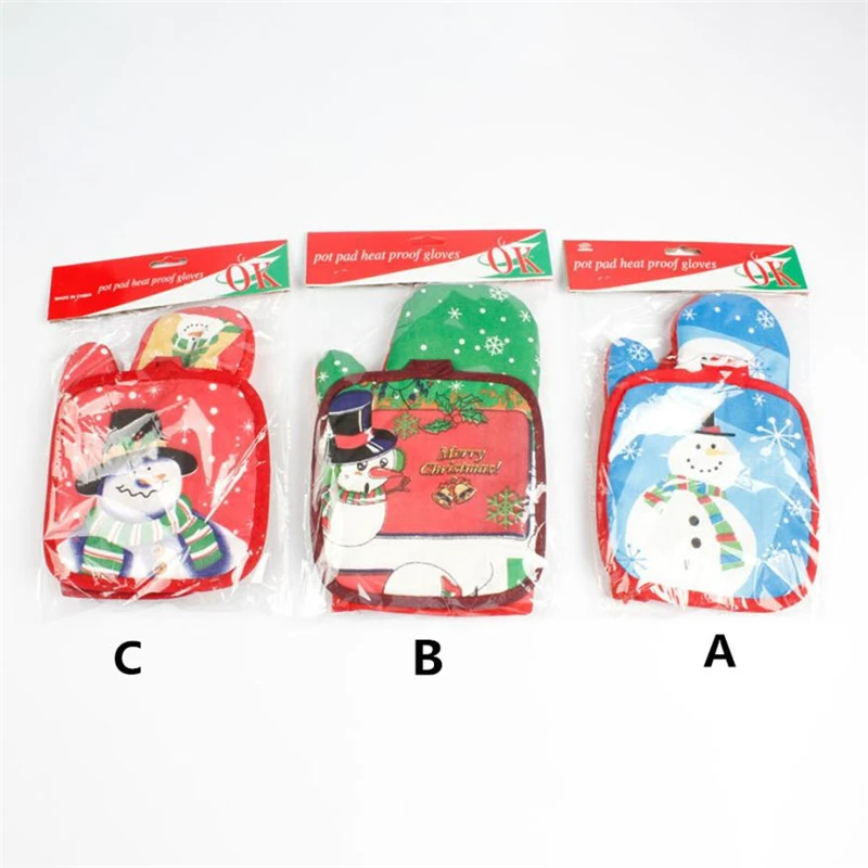 1 Set Christmas Baking Anti-Hot Gloves Oven And Microwave Insulation Mat Cloth Waterproof Wear-resistant Creative C0419#30      11