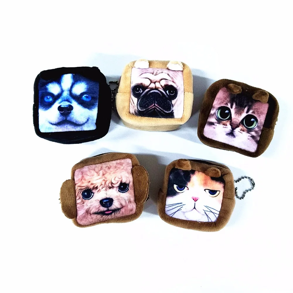 

M108 Cute Cartoon Square Meow Star Plush Bead Chain Purse Dog Cat 3D HD Star Wang Wallet Girl Women Student Gift Wholesale