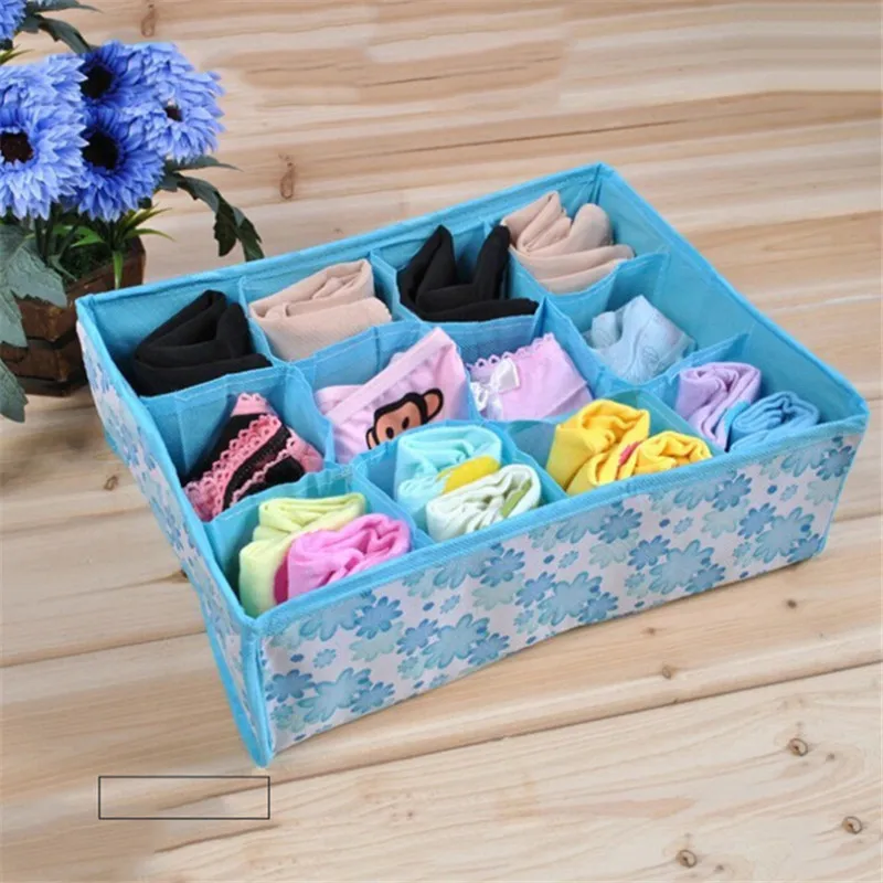 12 Grid Folding Clothing Storage Box For Bra Underwear Socks Non Woven