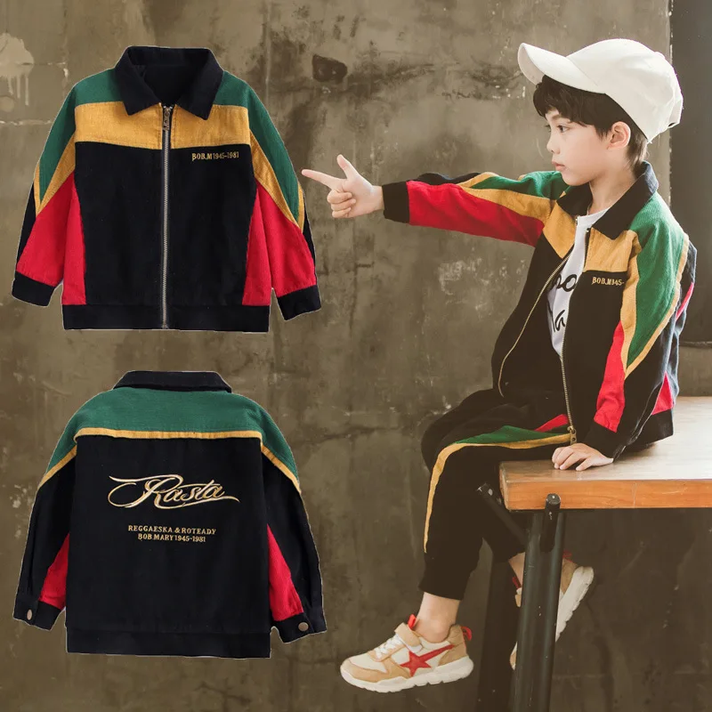 

3-14T Boys Kids clothes Sets big children matching jacket sets 2019 New Korean children casual Sets jacket+Pants