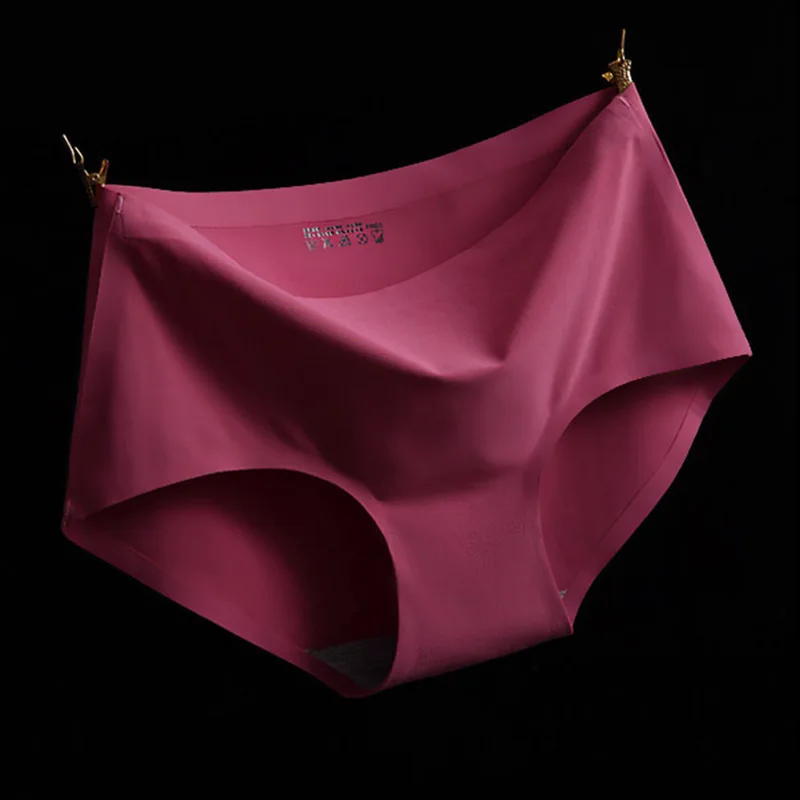 

3pcs/lot Women Panties One-piece Seamless Ice Silk Panties Simple Style Briefs Solid Stain Pants Underwear Lingerie 18 Colors