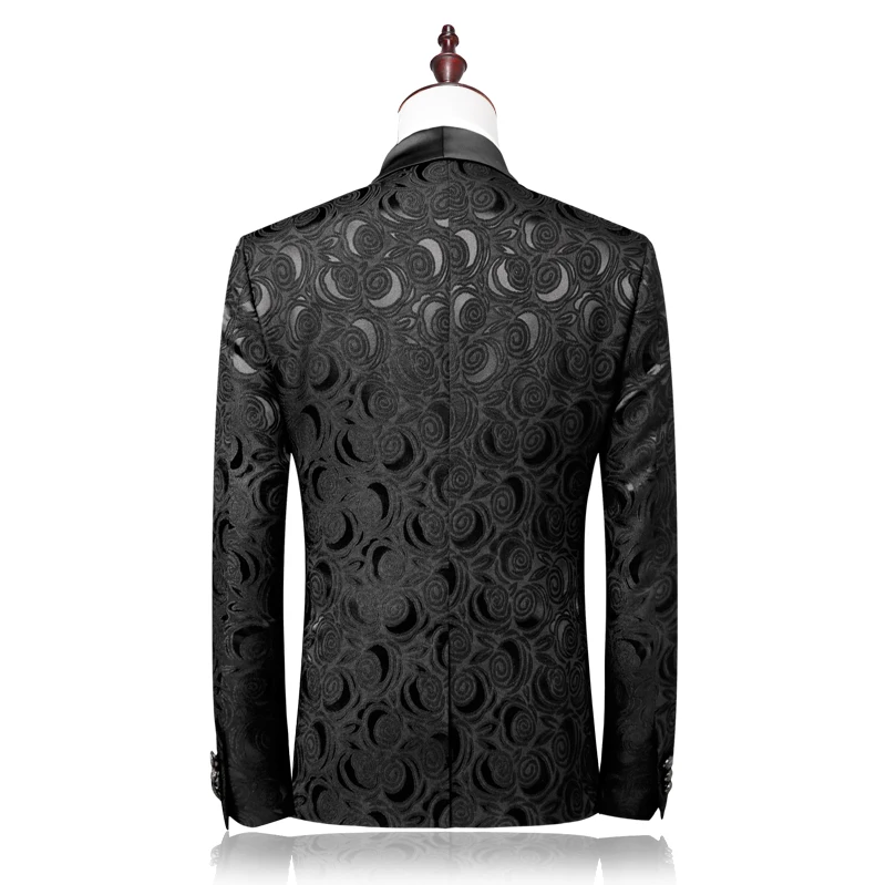 Batmo 2018 Новое поступление высокое качество жаккардовые черные мужские костюмы мужские торжественное платье, вечернее платье, плюс размер 86600