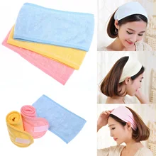 Купальный тюрбан розовый мягкий Регулируемый Для женщин эластичный мыть лицо макияж, SPA Стретч волос Группа повязка аксессуары для девочек Для женщин