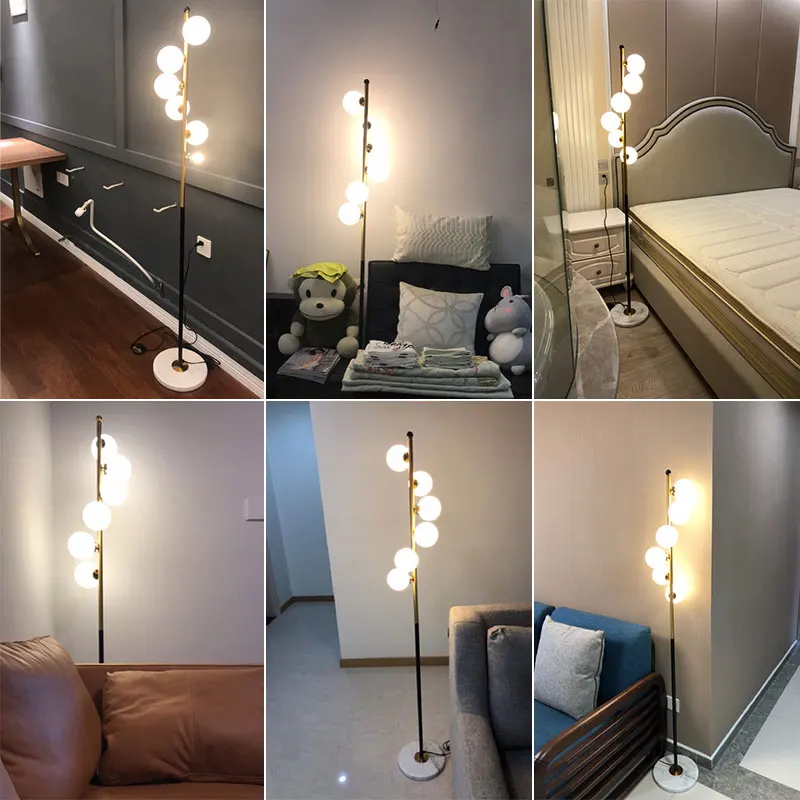 American Nordic Design LED Floor Lamps Bubble Glass Decor Standing Lights Living Room Study Bedroom Standing Lamp Fixtures (16)