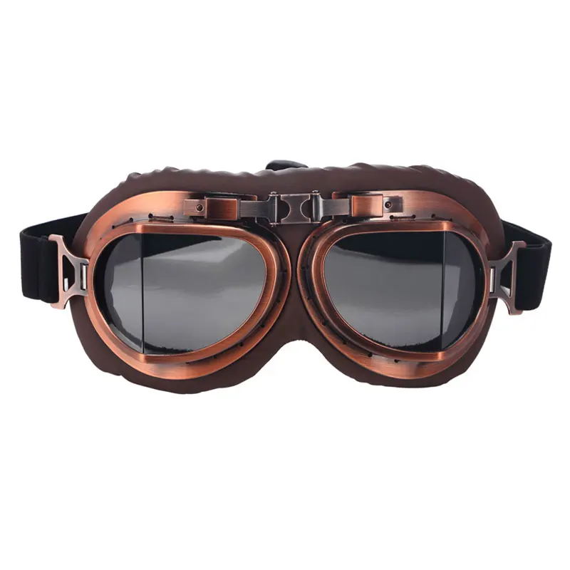 Arcade Retro Motorcycle Goggles Glasses Vintage Motocross Classic Goggles for Harley Pilot Steampunk ATV Bike Copper Helmet