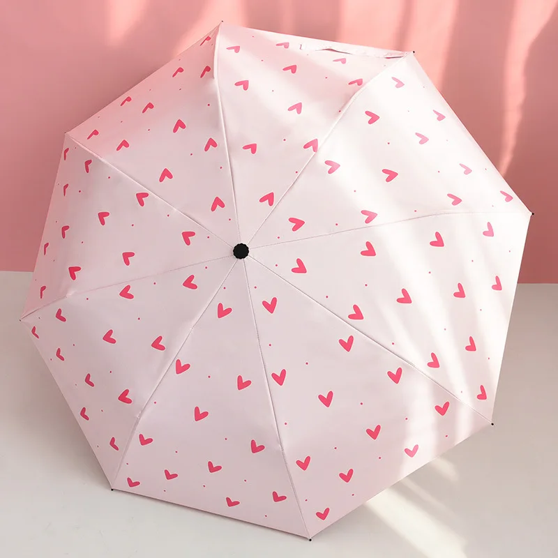 Только Jime Girl сердце Ins зонтик три складной милый маленький свежий литературный зонтик маленький портативный двойной зонтик - Цвет: Pink