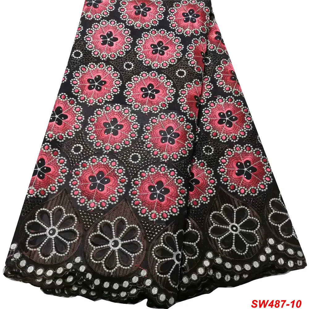 Африканская кружевная ткань последняя нигерийская швейцарская кружевная ткань высокого качества фиолетовая хлопковая швейцарская вуаль швейцарские кружева для женщин SW487