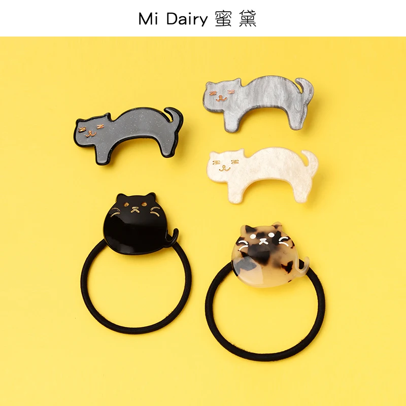 

WHOLESALE factory supplies china yiwu factory ACRYLIC french acetate cat black rubber elastic hair bands ties accessories