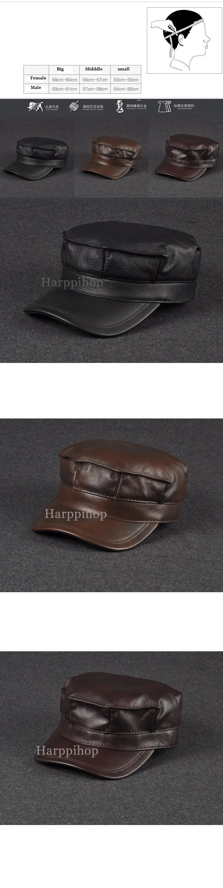 Harppihop меховая Мужская Военная Кепка из натуральной кожи, новинка, мужские шапки из натуральной кожи для взрослых, одноцветные регулируемые армейские шапки/Кепки