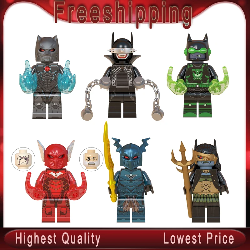 

DC Comics Lantern Merciless Drowned Red Death Batman Dawnbreaker Dark Evil Lantern Aquamn Flash Building Blocks Toywm6057