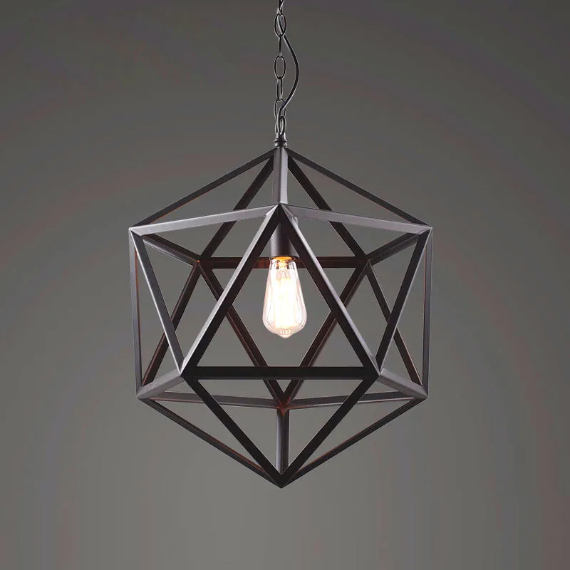 

RH Creative Pendant Lights Loft Retro Industrial Rhombohedron Pendant Lamps for Bar/Restaurant Personality Home Lighting Decor