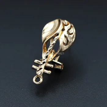 

Clip Earrings Post with Loop Hanger Metal Retro Filigree Chinese Lute Shape DIY African Stud Earrings Making Findings 12x27mm