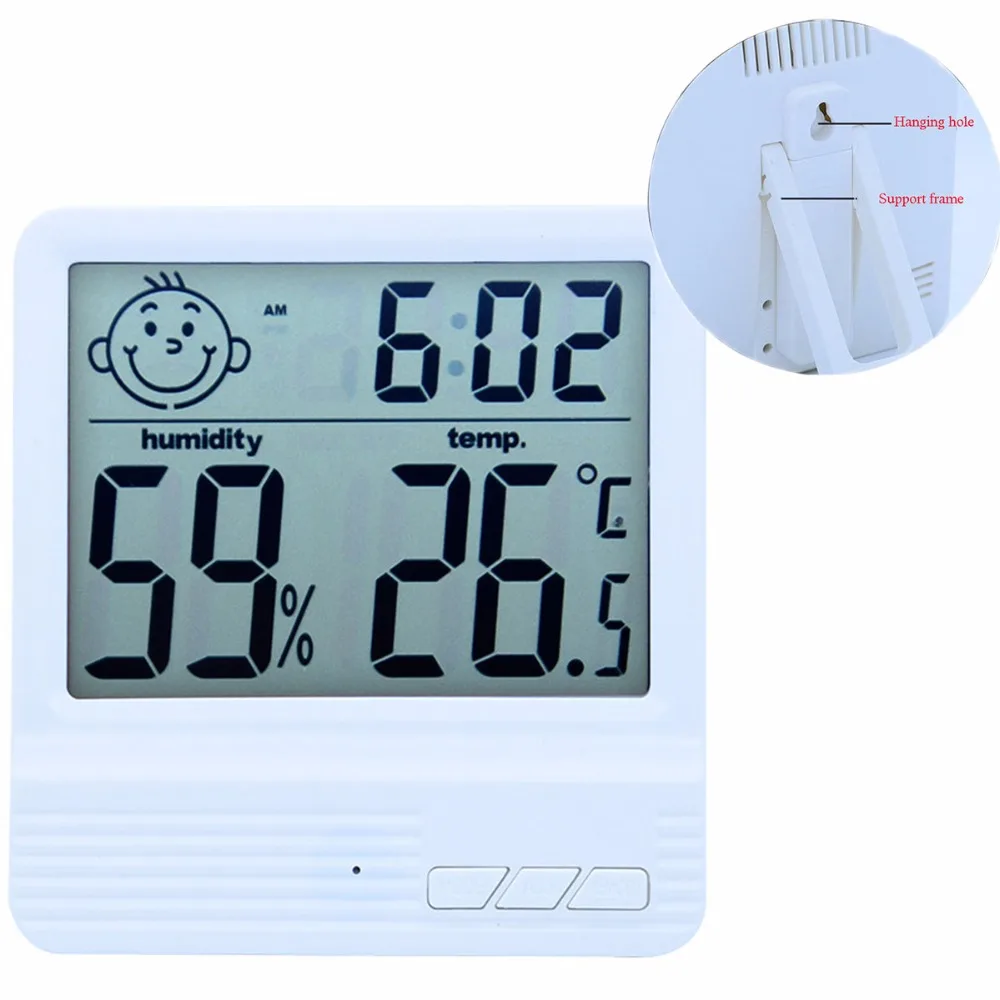 

Baby Face Indoor Digital Humidity Temperature Thermometer Sensor, Hygrometer Meter Gauge with LCD Display with Alarm clock