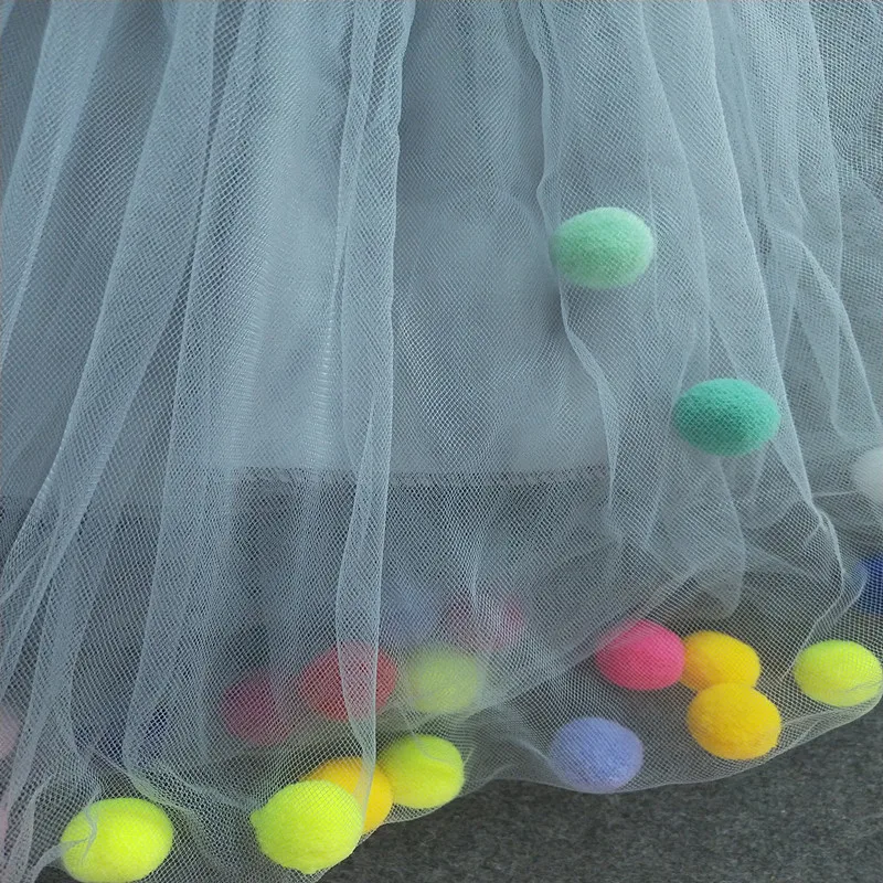 Летняя многослойная фатиновая юбка-пачка для малышей; разноцветное мини-платье принцессы с помпонами; детская одежда; юбка-американка; Одежда для девочек
