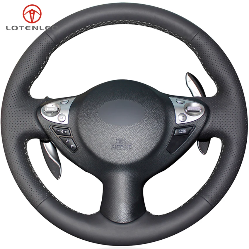 

LQTENLEO Black Artificial Leather Car Steering Wheel Cover For Infiniti FX FX35 FX37 FX50 QX70 Nissan Juke Maxima Sentra Sylphy