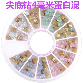 

1 Box Colorful Sharp Bottom Rhinestone 3D Nail Decoration 2.5mm Opal Manicure Nail Art Decoration