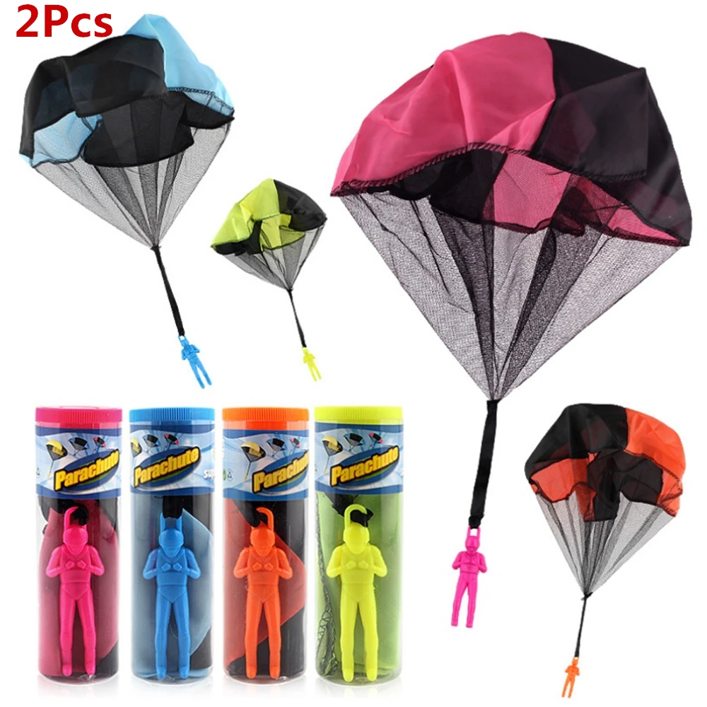 2pcs Mini Hand Throwing Parachute Outdoor Sports Fly Kids Toy Playing