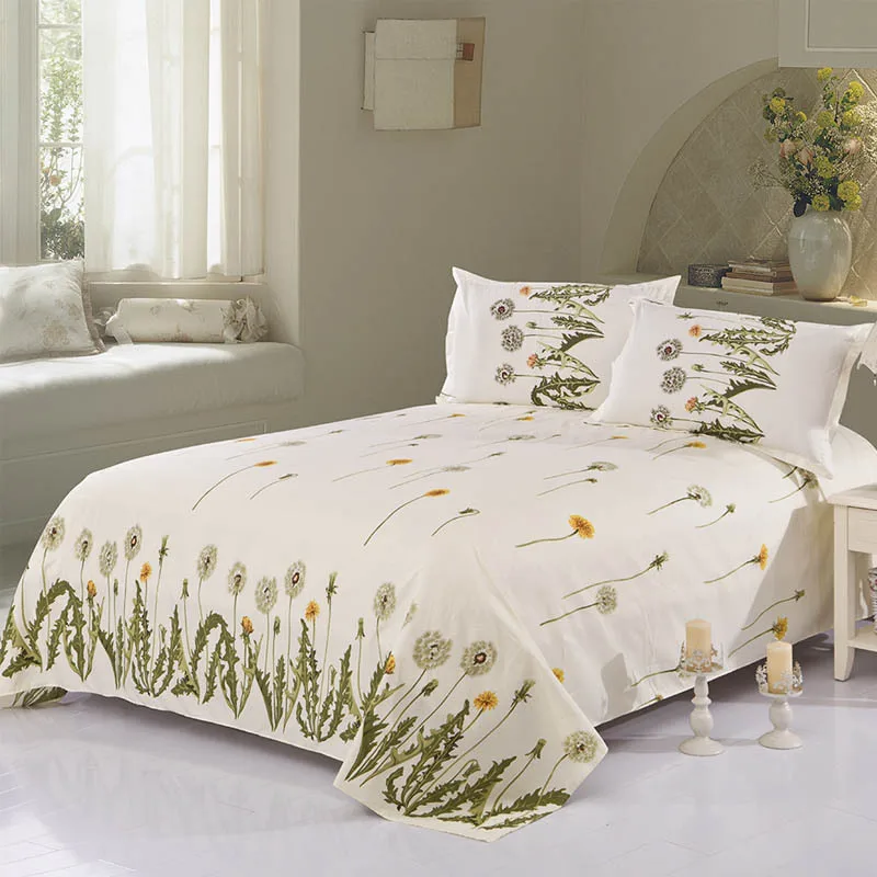

1pc Flower Grid Polyster Sheet Flat Sheet Without Pillowcase Printed Plant Soft Comfortable Flat Sheet Home Bedding Product