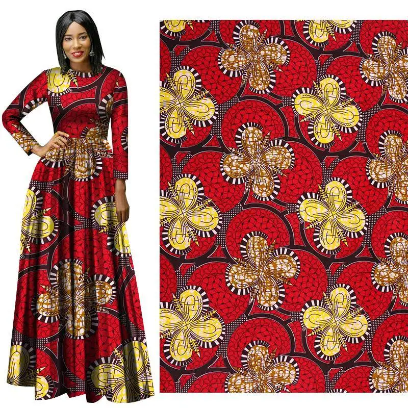 

6 yard Spring New Ethnic Wind All-terylene Batik Printing Fabric with Four Petals fabric flower 100% Polyester Batik