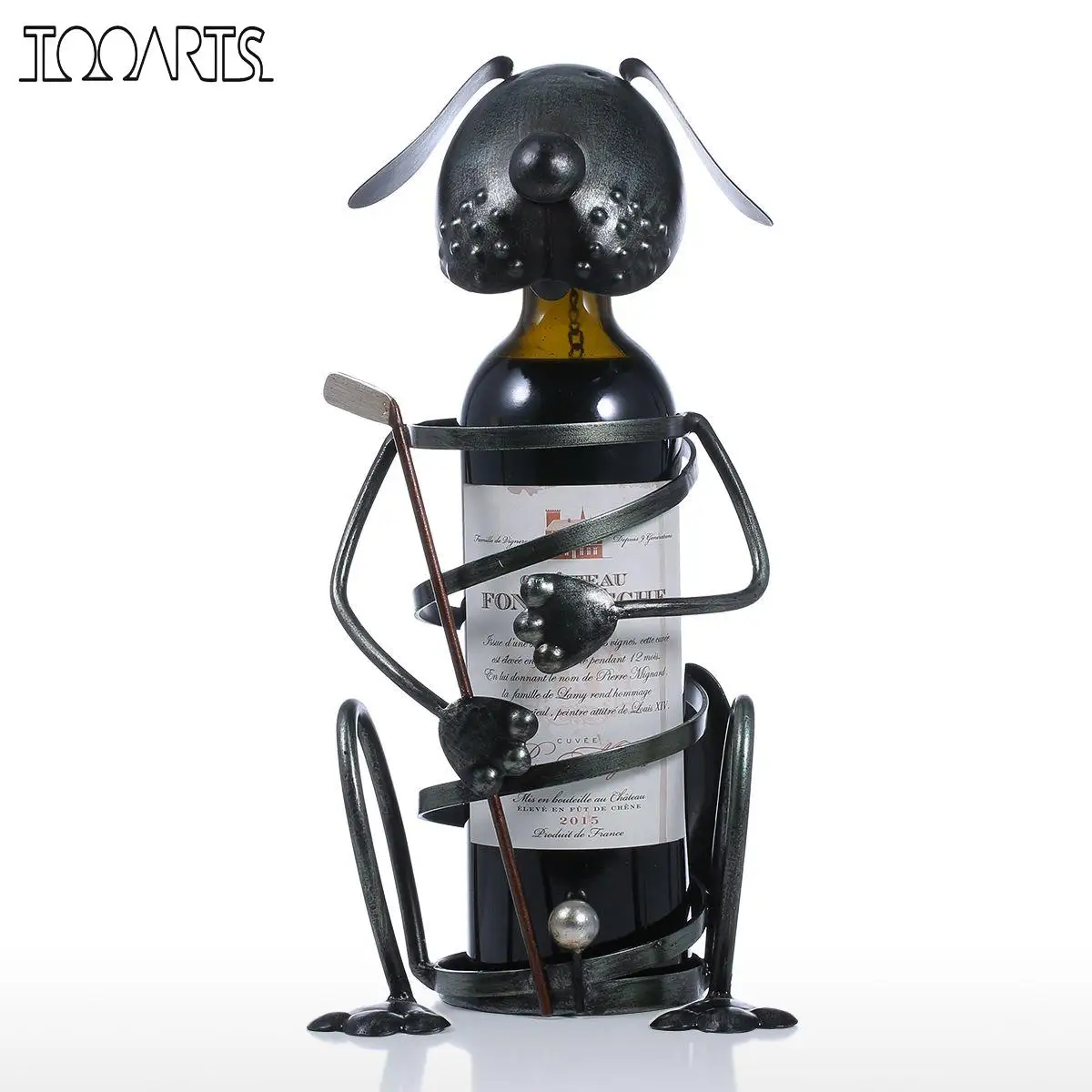 Koop Tooarts Puppy Wijnrek Beeldjes met Golf Moderne Mini Dier Home Decor Creatieve Praktische Ambacht Woondecoratie Accessoires