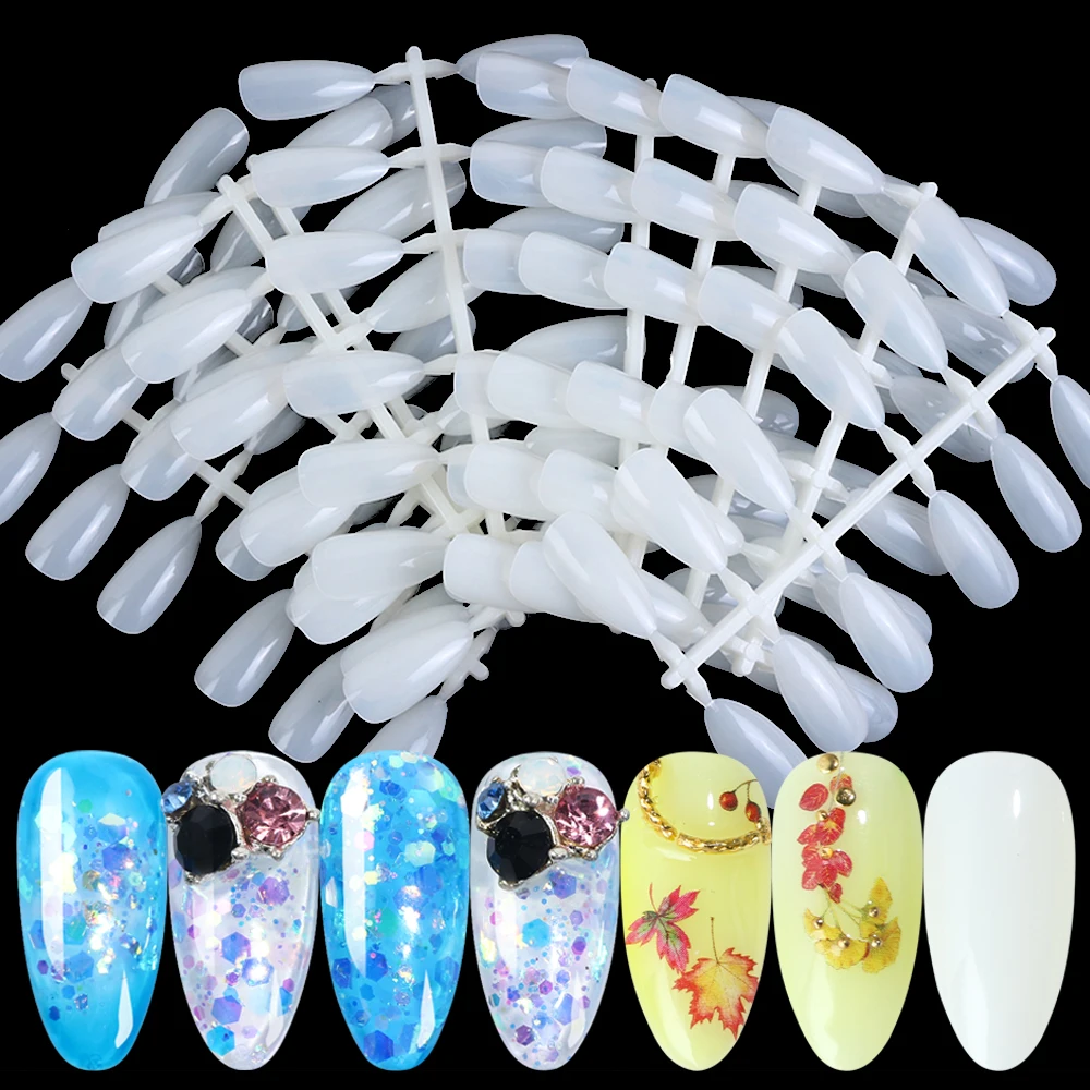 

120pcs Oval Shape False Nail Tips Transparent Natural Faux Ongles Display Palette For Nails Art Design Manicure Tools BE1030