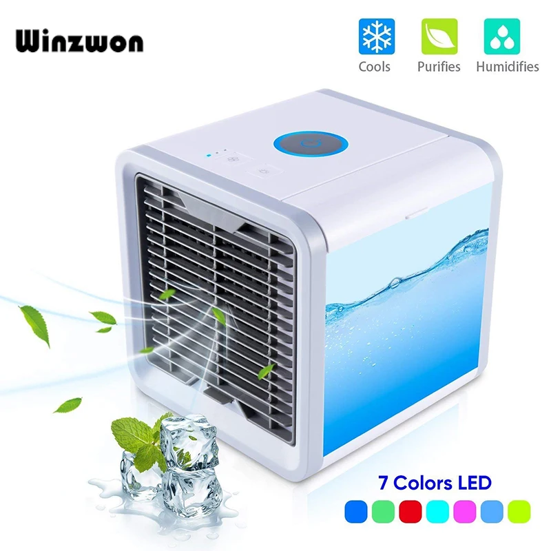 fluido eternamente Honorable Enfriador de aire portátil USB, aire acondicionado de espacio Personal,  Humidificador inteligente, ventilador de refrigeración con luz de 7 colores  para el trabajo de Yoga en el hogar _ - AliExpress Mobile