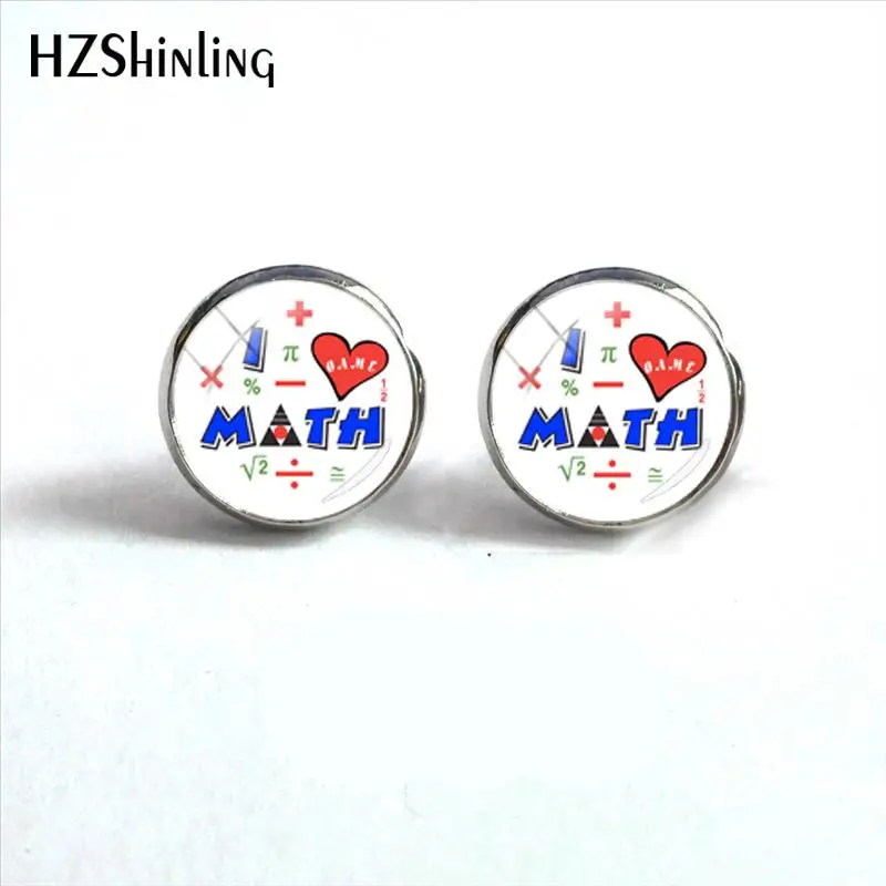2018 Новые Серьги Love Mathematics I Math стеклянный купольный кабошон круглые серьги для