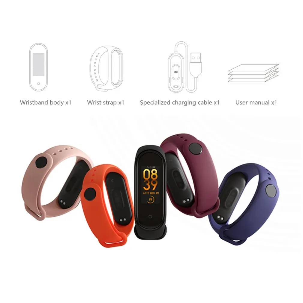 Xiaomi Mi Band 4 Smart Bluetooth 5,0 Браслет фитнес-браслет AMOLED цветной сенсорный экран Музыка AI сенсор пульса